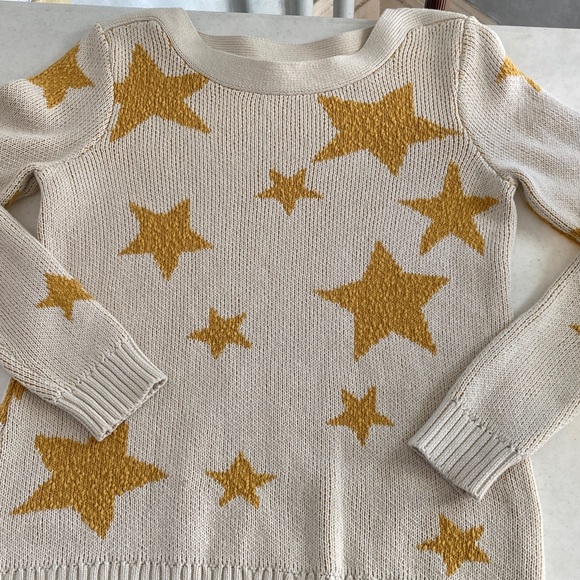 Marled Sweaters - Marled Cream Sweater with Gold Stars